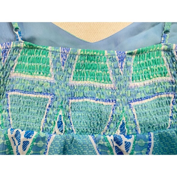 Old Navy Womens Sleeveless Geometric V-Neck Sundress Size M Blue Summer Smocked - Picture 8 of 10